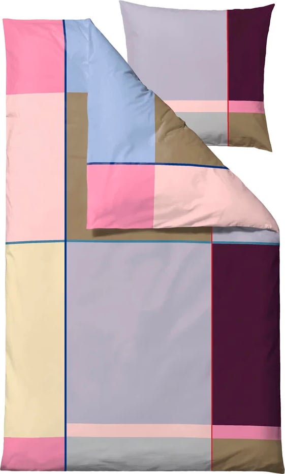 Colour Block Bettwäsche 140 x 220 cm, Lavendel, mit Kissenbezug 60 x 63 cm