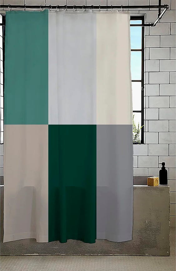Douchegordijn Fusion 180 x 200 cm, geel-grijs