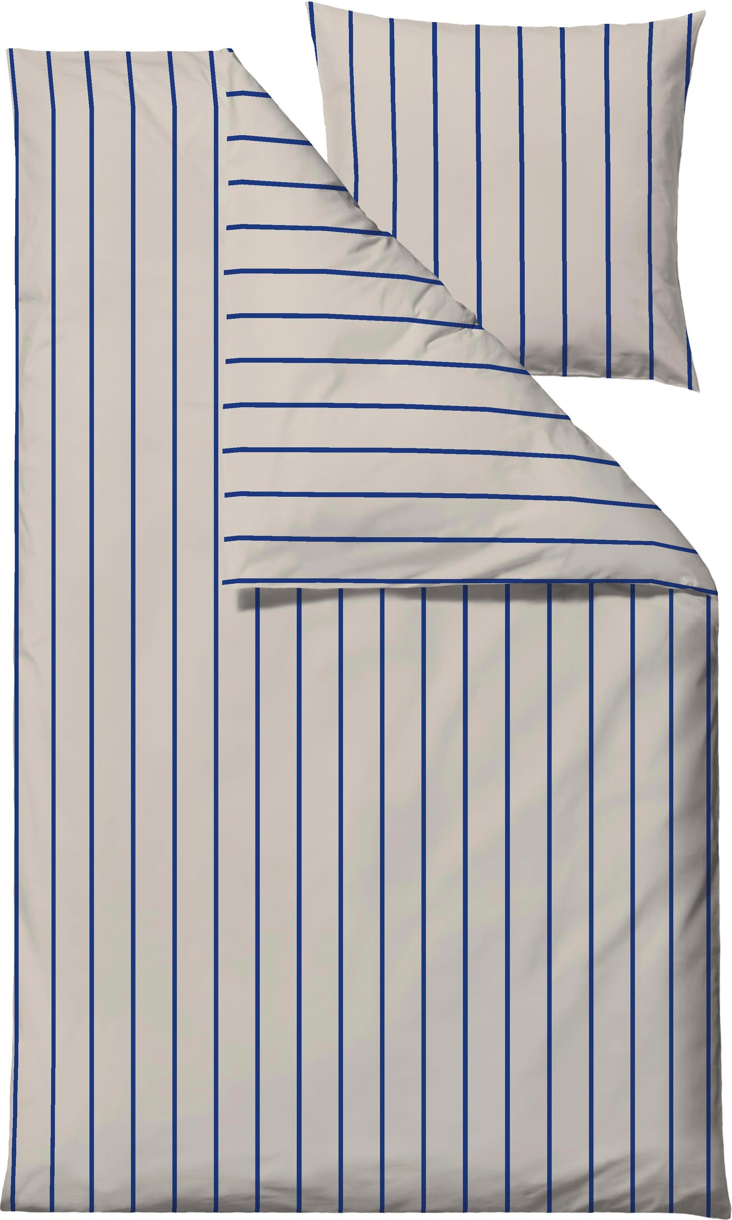 Echo Bettwäsche 140 x 220 cm beige-blau mit Kissenbezug 60 x 63 cm Reißverschluss