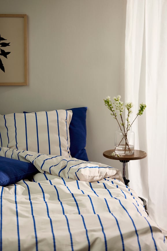 Echo Navlaka za Poplun s patent zatvaračem 140x220 cm bež-plava s Jastučnicom 60x63 cm