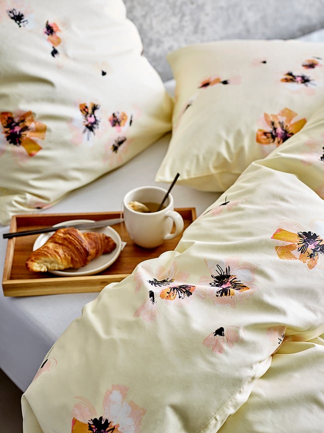 Flora Posteljina sa zatvaračem 140 x 220 / 60 x 63 cm žuto-ružičasta