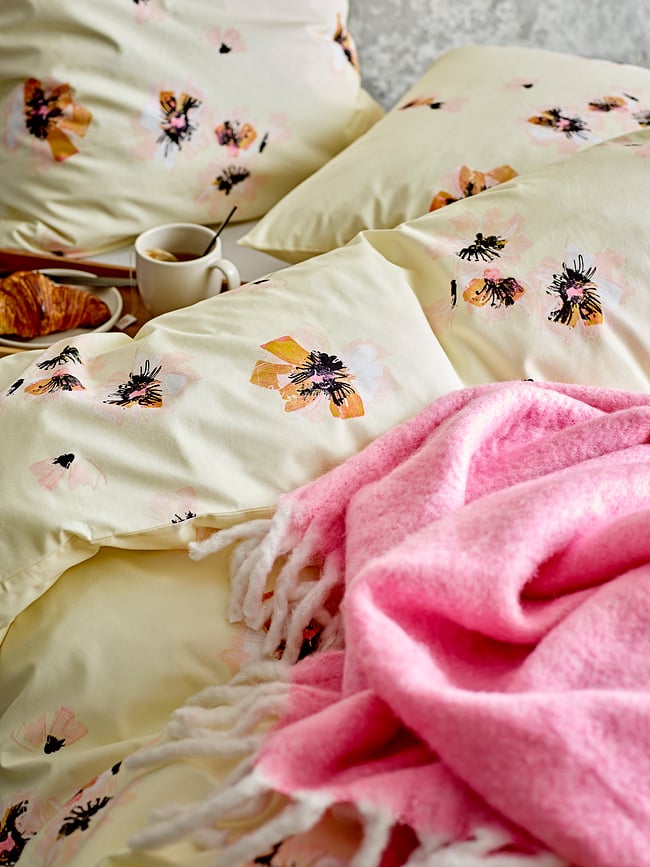 Flora Posteljina sa zatvaračem 140 x 220 / 60 x 63 cm žuto-ružičasta