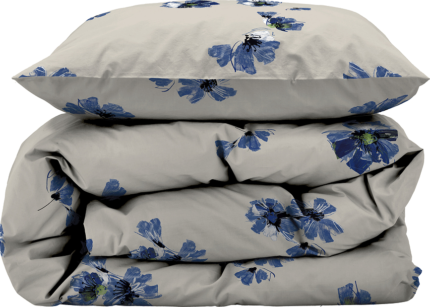 Flora Posteljnina, 140 x 220 cm, bež-modra, z blazino 60 x 63 cm, zapiranje na zadrgo