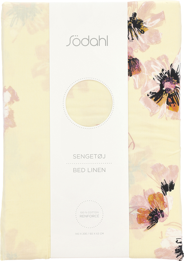 Flora Σετ Παπλωματοθήκης με φερμουάρ, 140 x 220 εκ., κίτρινο-ροζ, μαξιλαροθήκη 60 x 63 εκ.