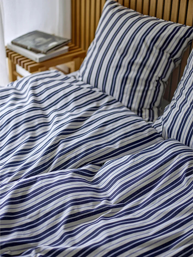 Flow Linen Beddengoed 140 x 220 cm, donkerblauw, met kussensloop 60 x 63 cm