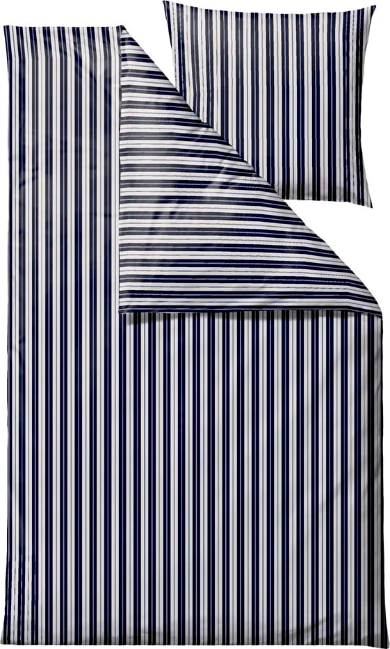 Flow Linen Bettwäsche 140 x 200 cm, dunkelblau, mit Kissenbezug 60 x 63 cm