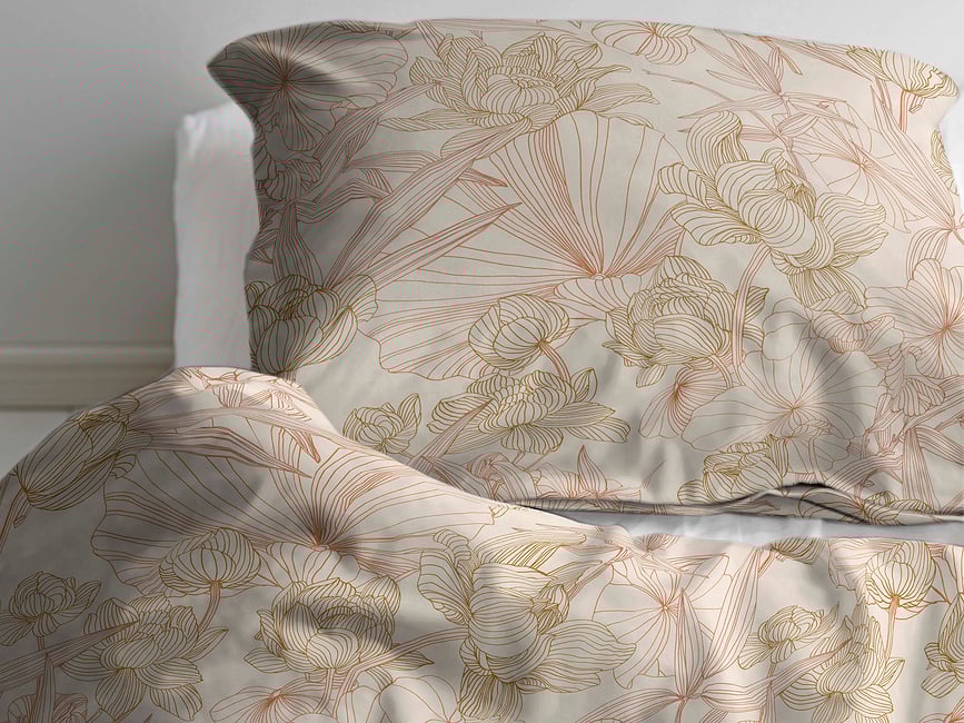 Foliage Posteljnina, 155 x 220 cm, terakota, s prevleko za vzglavnik 80 x 80 cm