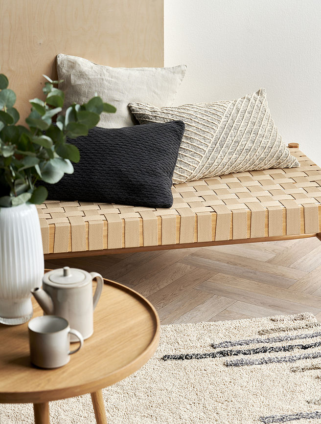 Funda de Cojín decorativa Wave Knit, 40 x 60 cm, color caramelo