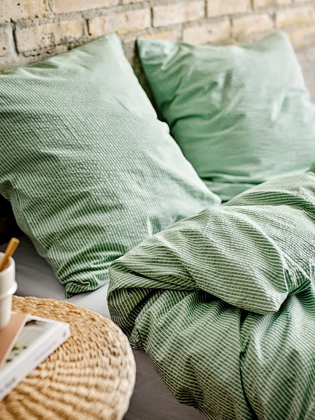 Funda Nórdica Cheerful, 140 x 220 cm, verde claro, con funda de almohada 60 x 63 cm