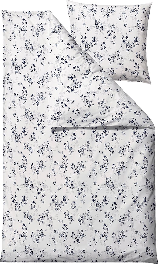 Funda Nórdica Cherry Blossom, 140 x 220 cm, gris y crema, con funda de almohada 60 x 63 cm, cierre de cremallera