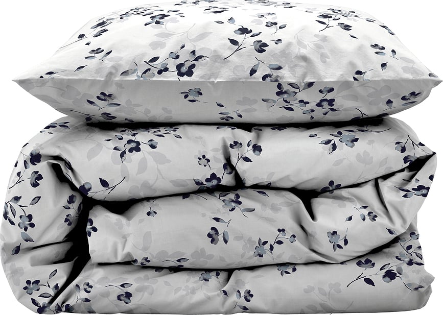 Funda Nórdica Cherry Blossom, 140 x 200 cm, gris crema, con funda de almohada 60 x 63 cm, cierre de cremallera