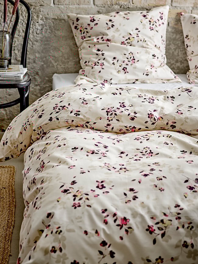 Funda Nórdica Cherry Blossom, 140 x 200 cm, crema y rosa, con funda de almohada 60 x 63 cm, cierre de cremallera