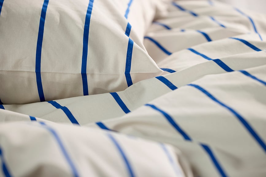 Funda Nórdica Echo, 140 x 200 cm, beige y azul, con funda de almohada 60 x 63 cm, cierre de cremallera