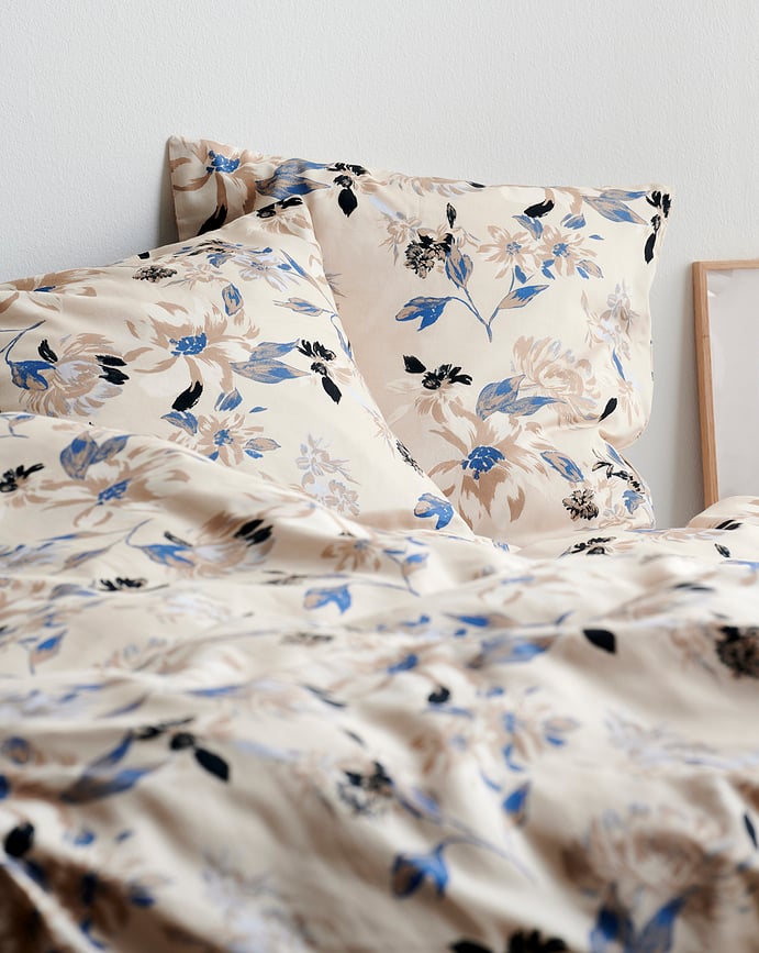 Funda Nórdica History Bloom, beige, 135 x 200 cm, con funda de almohada 80 x 80 cm