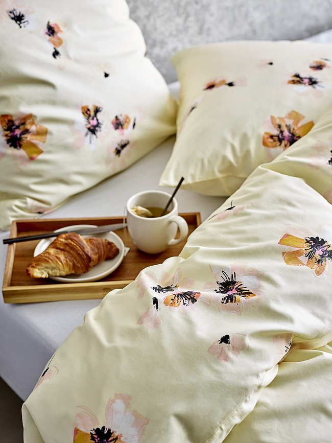 Funda Nórdica Flora, 140 x 220 cm, amarilla y rosa, con funda de almohada 60 x 63 cm, cierre de cremallera