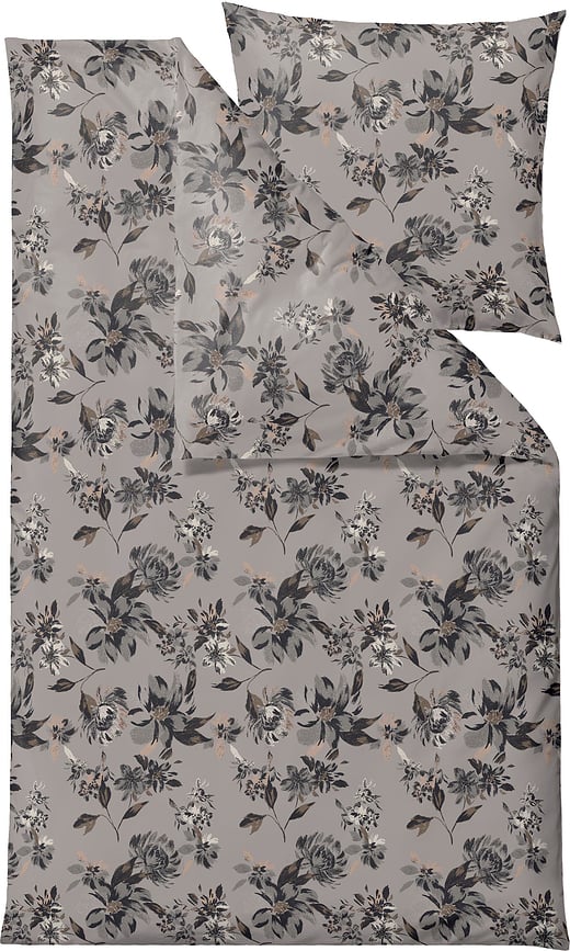 Funda Nórdica History Bloom, gris, 135 x 200 cm, con funda de almohada 80 x 80 cm