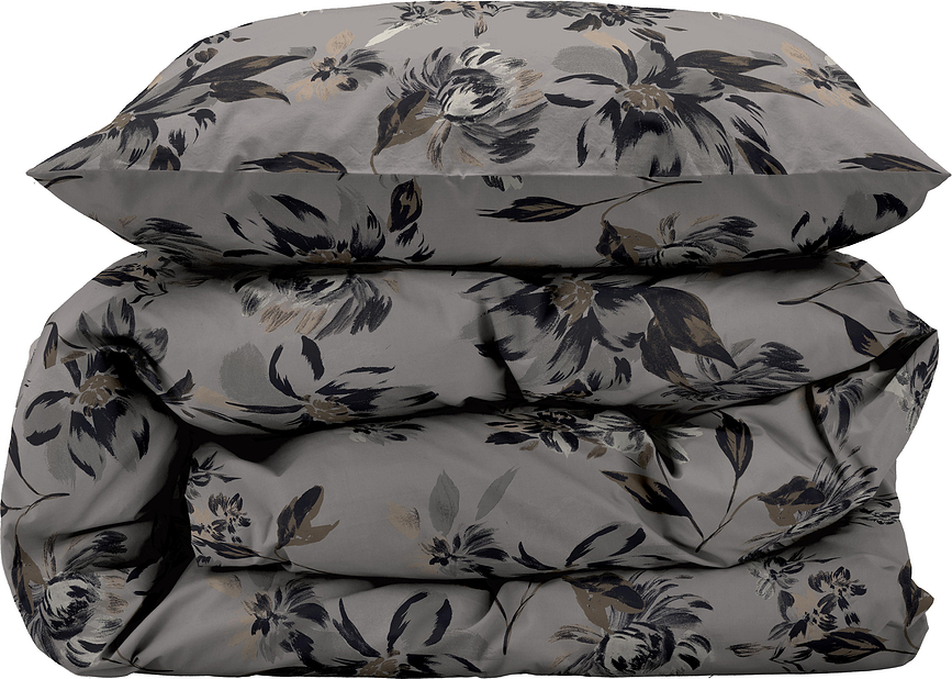 Funda Nórdica History Bloom, gris, 135 x 200 cm, con funda de almohada 80 x 80 cm