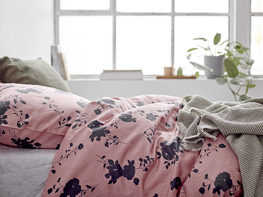 Funda Nórdica Rose, 135 x 200 cm, rosa, con funda de almohada 80 x 80 cm