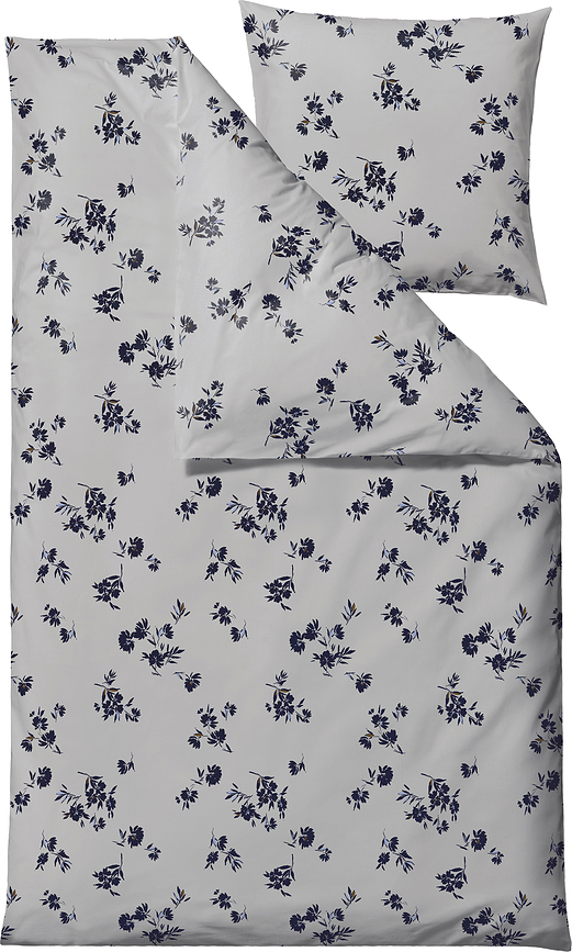 Funda Nórdica Silhouette, 140 x 200 cm, gris-azul, cierre de cremallera, con funda de almohada 60 x 63 cm