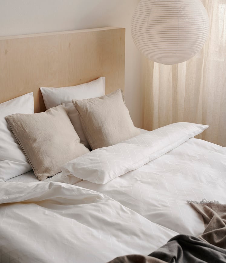 Funda Nórdica Tiles, 135 x 200 cm, blanca, con funda de almohada 80 x 80 cm