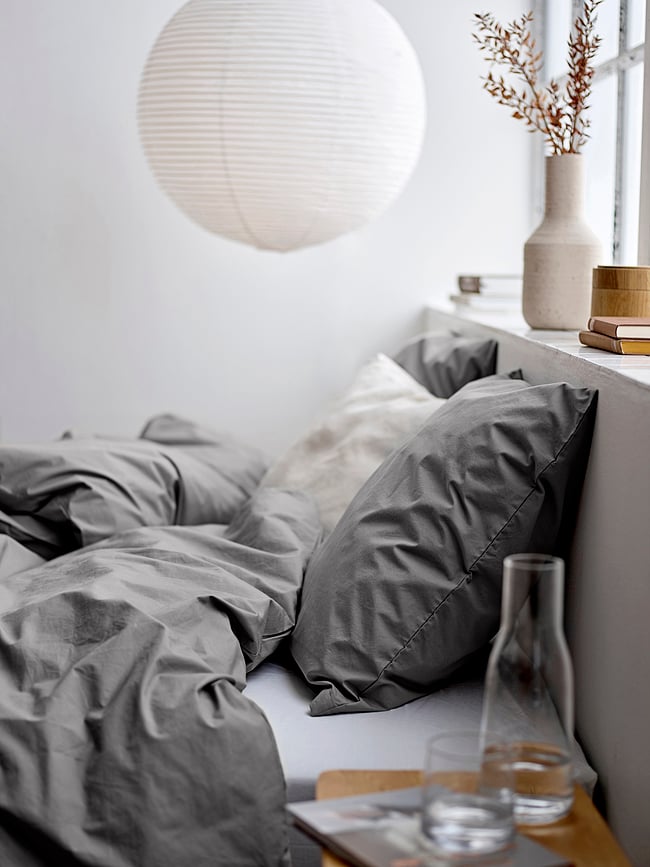 Juego de Funda Nórdica Whisper, 140 x 200 cm, gris, con funda de almohada 60 x 63 cm