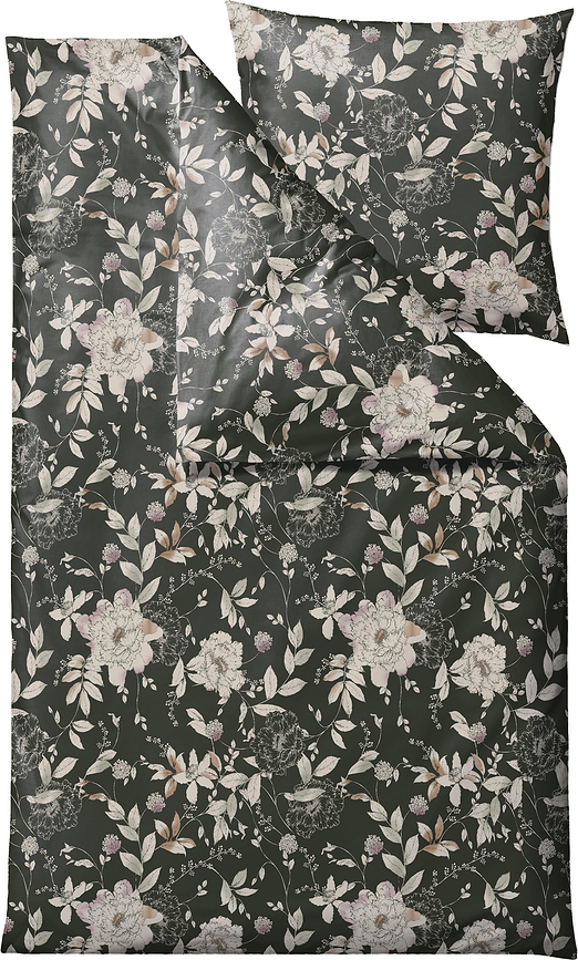 Garden Bloom Posteljnina, 135 x 200 cm, zelena, s prevleko za vzglavnik 80 x 80 cm