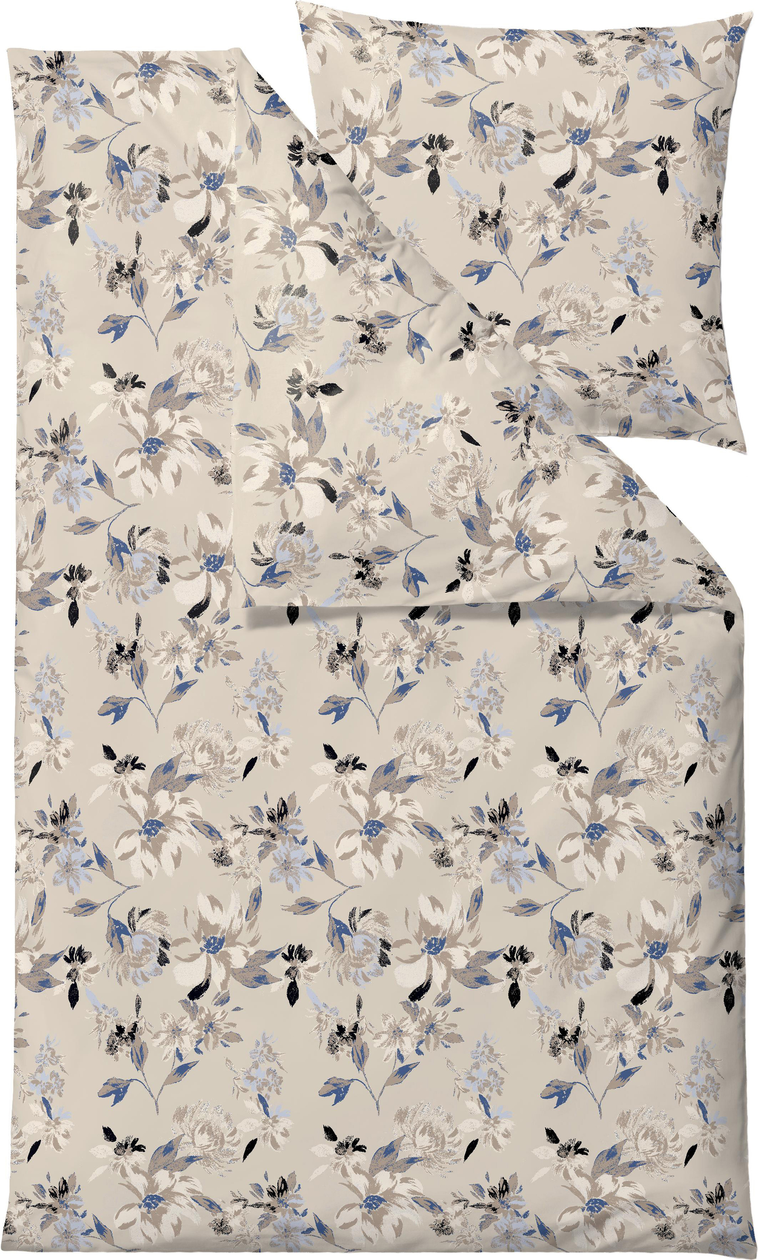History Bloom Bettwäsche 135 x 200 cm beige mit Kissenbezug 80 x 80 cm