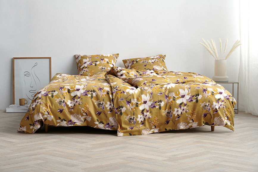 History Bloom Σετ Παπλωματοθήκης, 135x200 cm, χρυσή, με μαξιλαροθήκη 80x80 cm