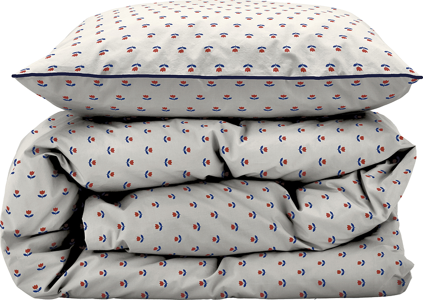 Funda Nórdica Tulip, 140 x 200 cm, azul y rojo, con funda de almohada 60 x 63 cm, cierre de cremallera