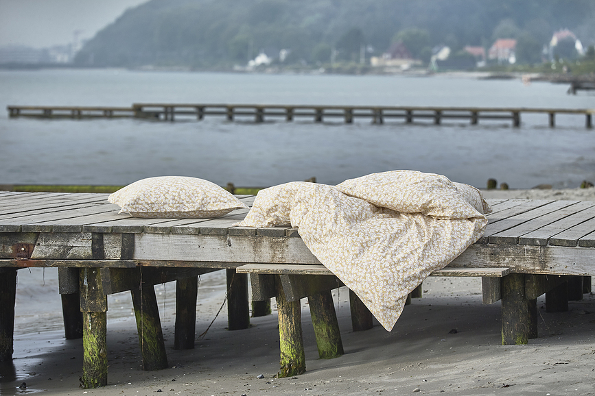 Juego de Funda Nórdica Bellis, 135 x 200 cm, amarilla, con funda de almohada 80 x 80 cm