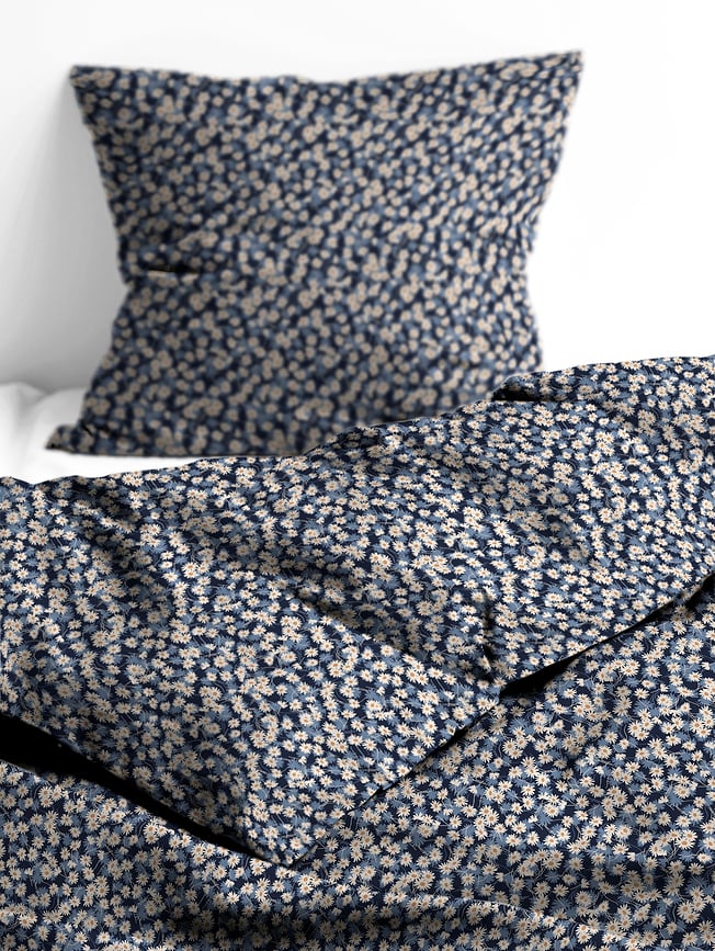 Juego de Funda Nórdica Bellis, 135 x 200 cm, índigo, con funda de almohada 80 x 80 cm