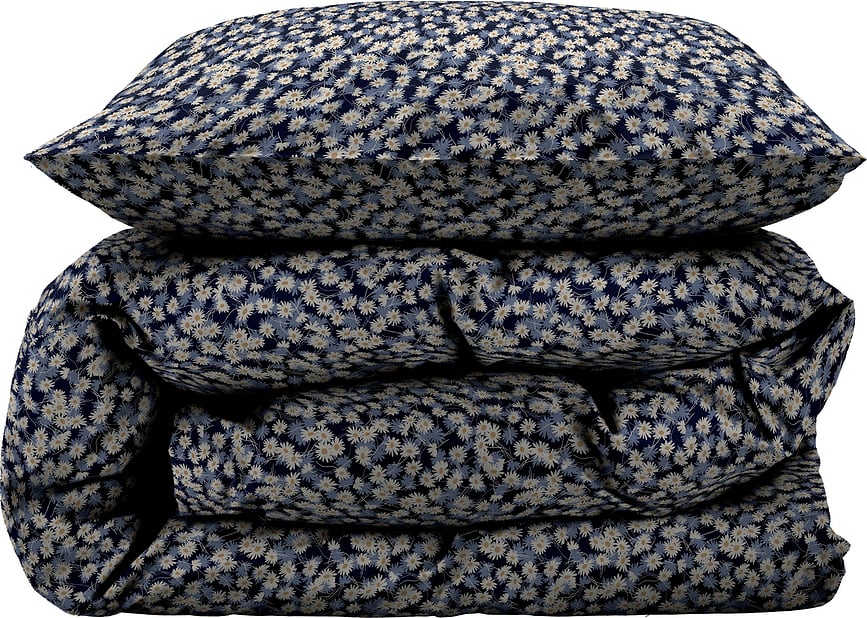 Juego de Funda Nórdica Bellis, 135 x 200 cm, índigo, con funda de almohada 80 x 80 cm