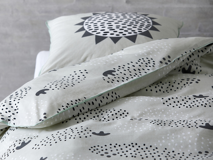 Funda Nórdica Infantil Raindrops, gris, 140 x 200 cm, con funda de almohada 60 x 63 cm