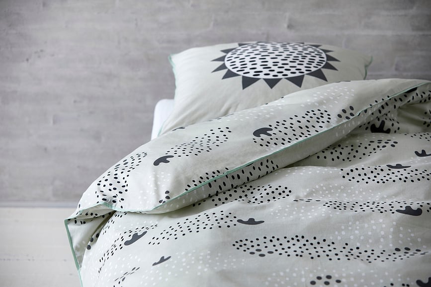 Funda Nórdica Infantil Raindrops, gris, 140 x 200 cm, con funda de almohada 60 x 63 cm