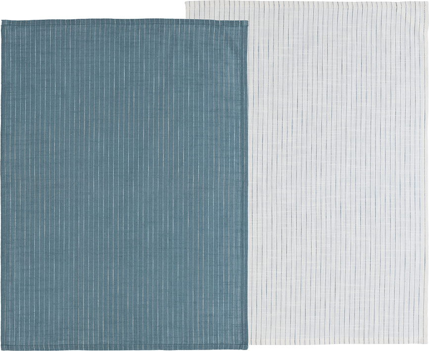 Keukenhanddoeken Line 50 x 70 cm blauw en wit 2 st.