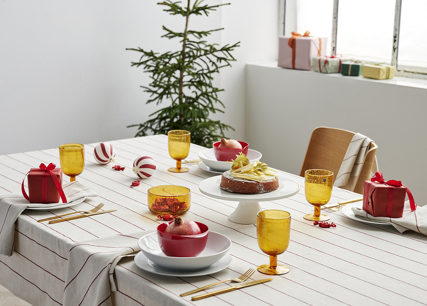 Line Nappe 140 x 320 cm, beige et or