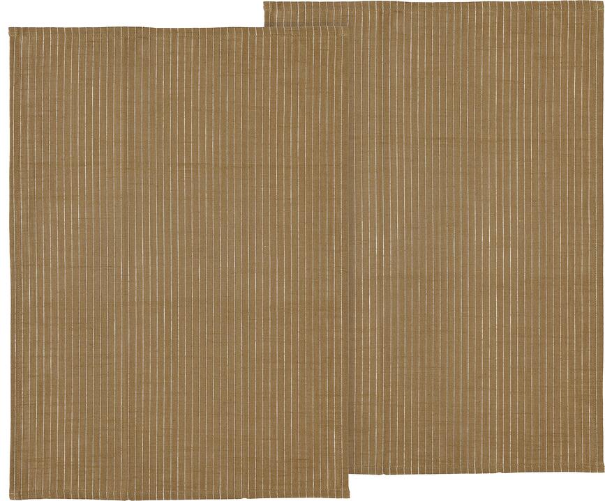 Line Organic Torchons de Cuisine 50 x 70 cm, taupe, Lot de 2