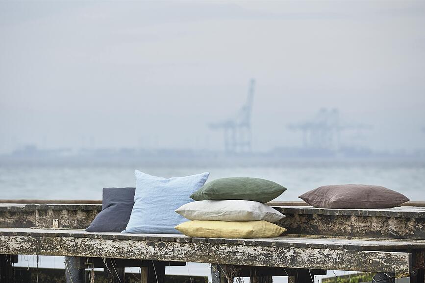 Linen Housse de Coussin 50 x 50 cm, bleu clair