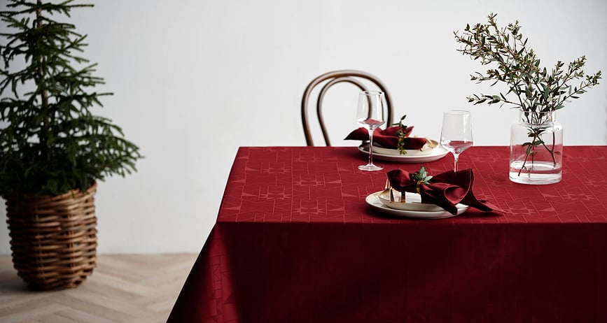 Mantel Star Damask de 140 x 370 cm, rojo