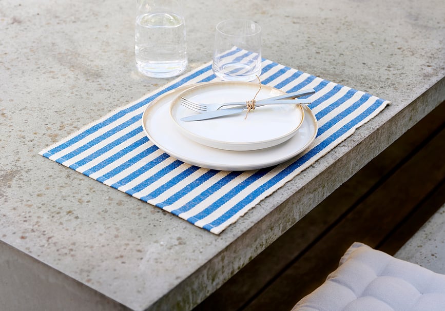 Manteles Individuales a rayas Statement, 33 x 48 cm, azules, 2 unidades