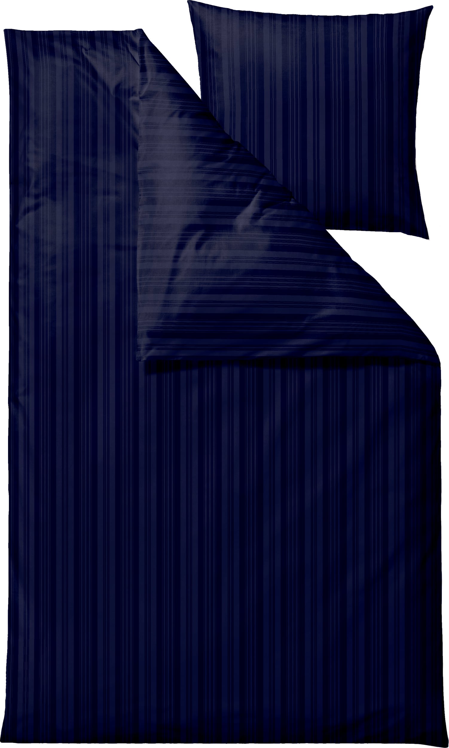 Noble Bettwäsche 140 x 220 cm marineblau mit Kissenbezug 60 x 63 cm