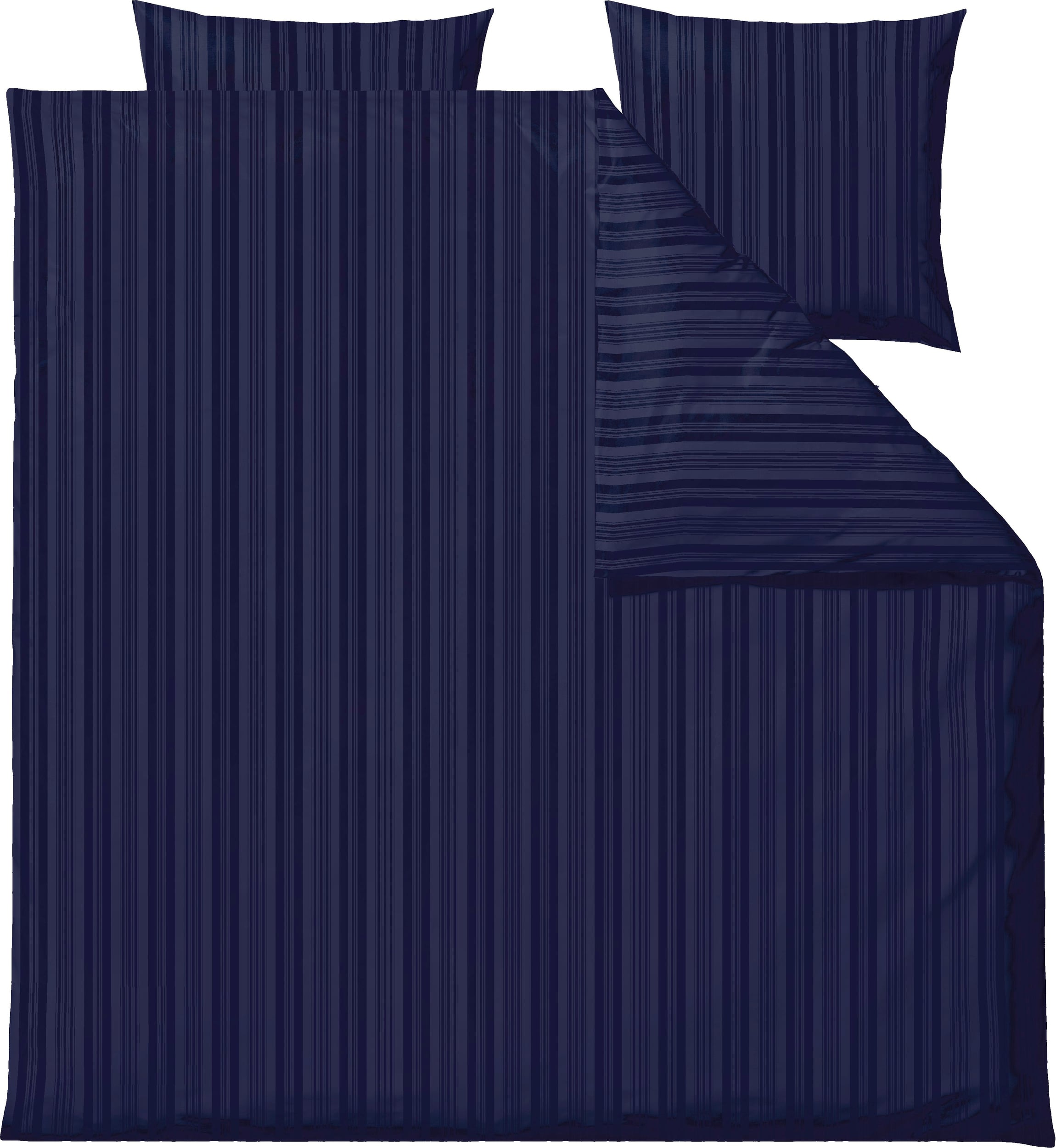 Noble Bettwäsche 200 X 220 Cm Marineblau Mit 2 Kopfkissenbezügen 60 X 63 Cm