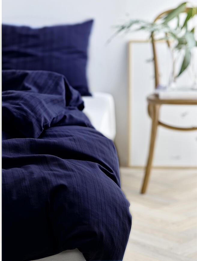 Noble Parure de Lit 140 x 200 cm, bleu marine, avec taie d'oreiller 60 x 63 cm, Set 2 pièces