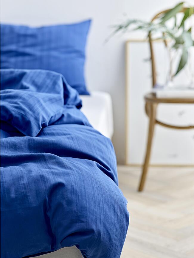 Noble Parure de Lit 200 x 220 cm, bleue, avec 2 taies d'oreiller 60 x 63 cm