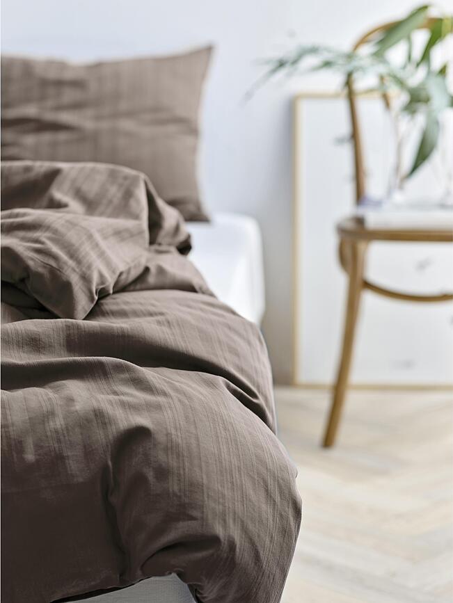 Noble Parure de Lit 140 x 200 cm, taupe, avec taie d'oreiller 60 x 63 cm