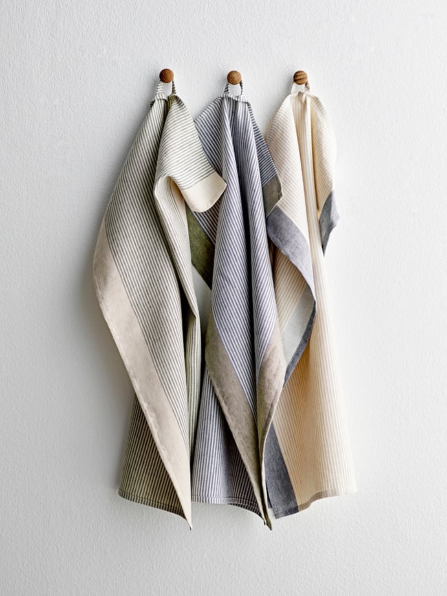 Paño de Cocina Statement, 50 x 70 cm, a rayas, beige