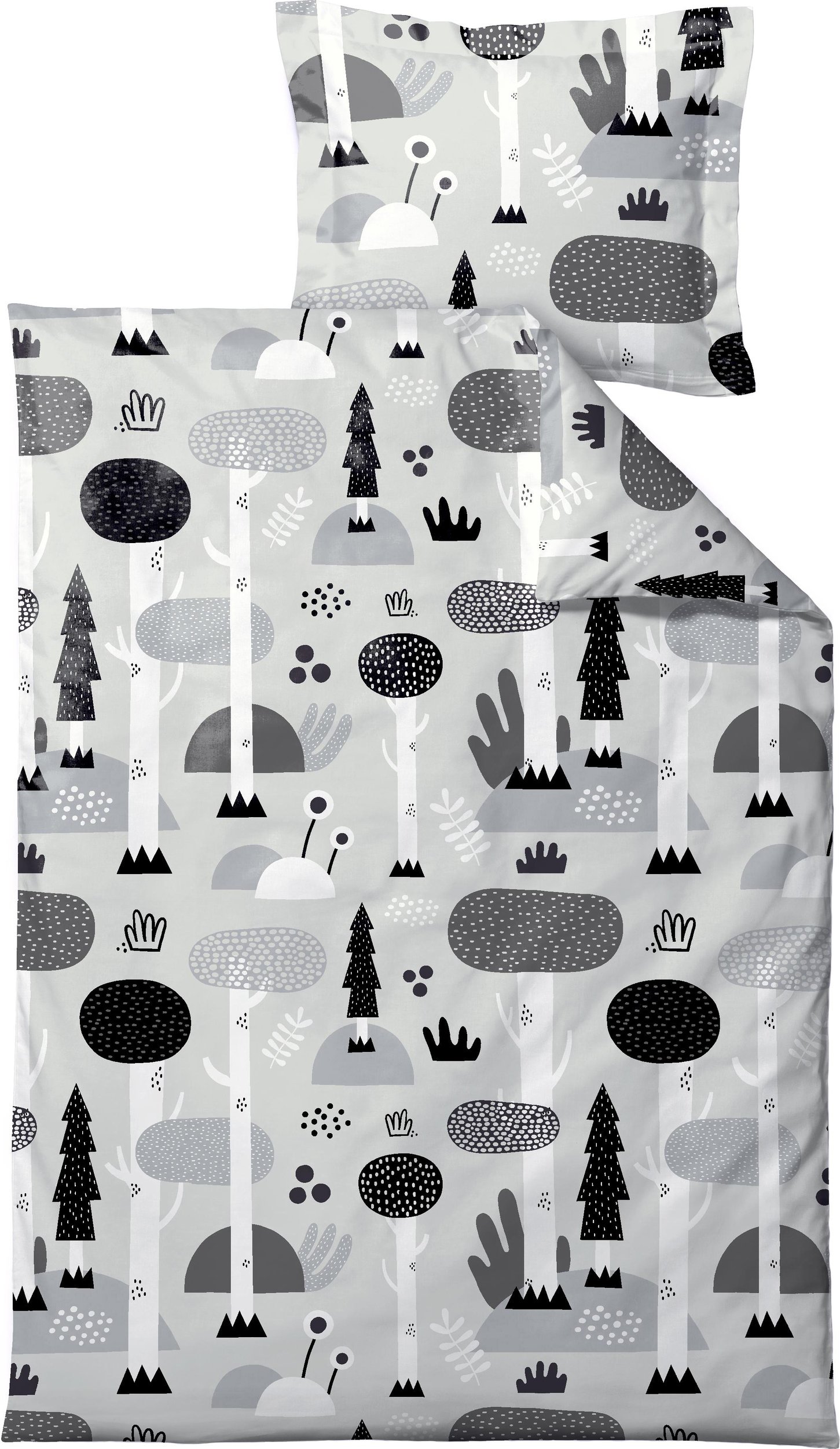 Pościel dziecięca Magic Forest 100 x 140 cm szara z poszewką na poduszkę 40 x 45 cm