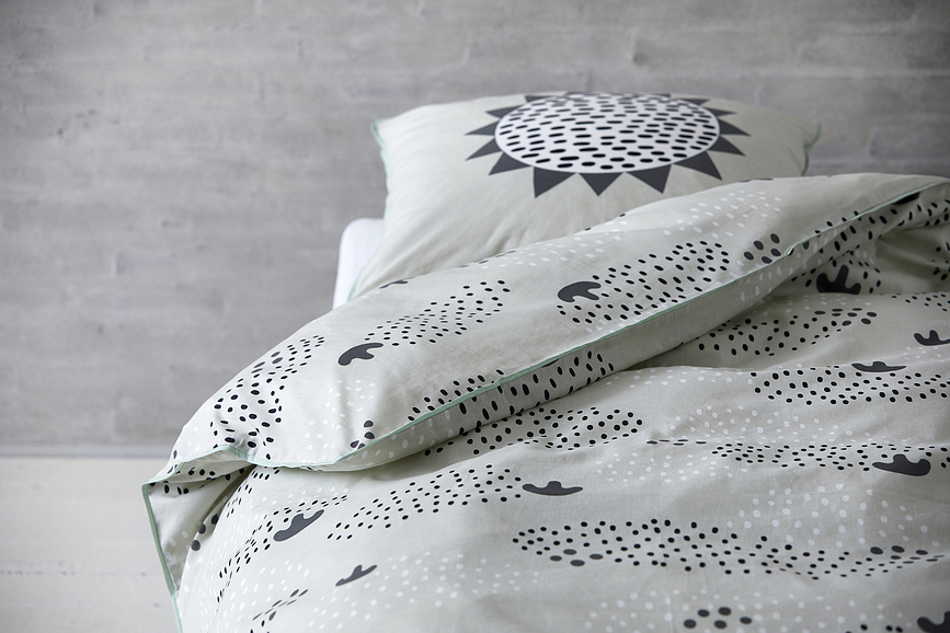 Raindrops Otroška Posteljnina, siva, 140 x 200 cm, prevleka za vzglavnik 60 x 63 cm