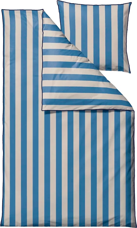 Ray Linen Bettwäsche 140 x 220 cm, blau, mit Kissenbezug 60 x 63 cm