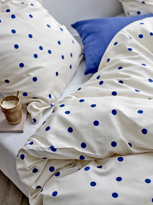 Solaris Parure de Lit à Pois, 140 x 220 cm, crème, avec taie d'oreiller 60 x 63 cm, Set 2 pièces